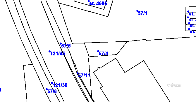 Parcela st. 57/4 v KÚ Havlíčkův Brod, Katastrální mapa