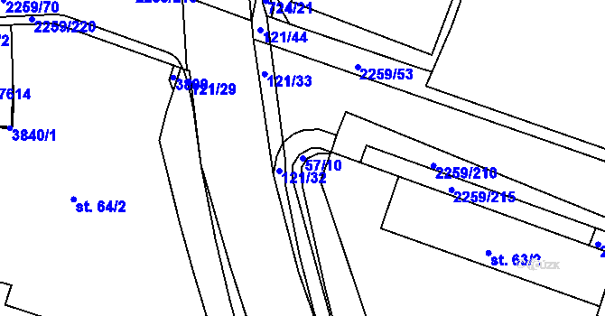 Parcela st. 57/10 v KÚ Havlíčkův Brod, Katastrální mapa