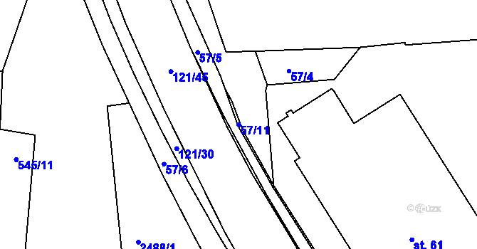 Parcela st. 57/11 v KÚ Havlíčkův Brod, Katastrální mapa