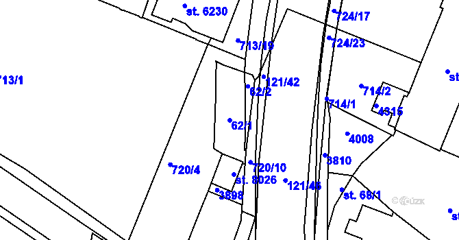 Parcela st. 62/1 v KÚ Havlíčkův Brod, Katastrální mapa