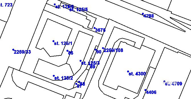 Parcela st. 90 v KÚ Havlíčkův Brod, Katastrální mapa