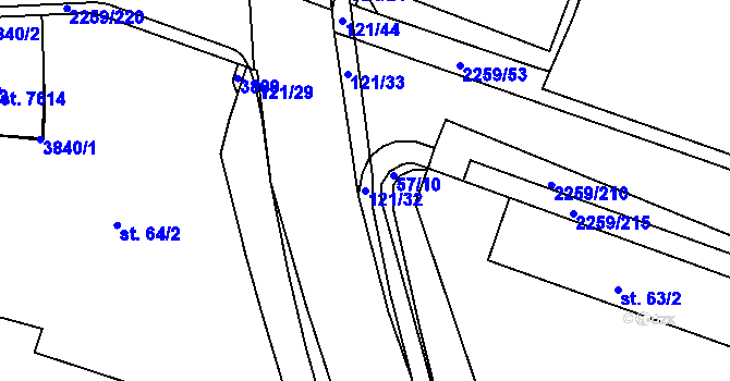 Parcela st. 121/32 v KÚ Havlíčkův Brod, Katastrální mapa