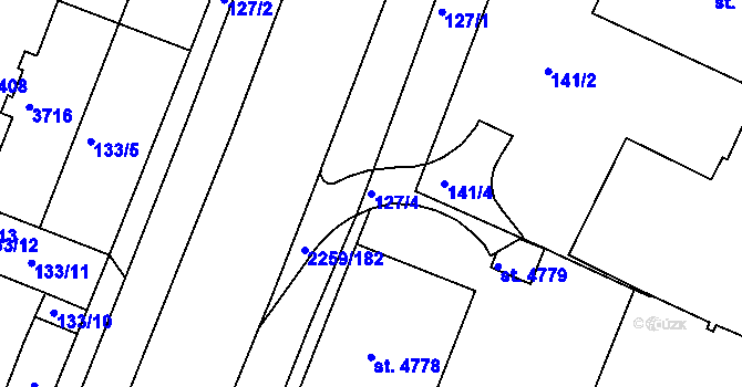 Parcela st. 127/4 v KÚ Havlíčkův Brod, Katastrální mapa