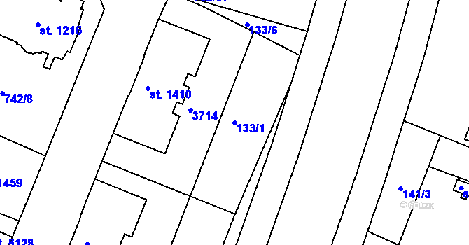 Parcela st. 133/1 v KÚ Havlíčkův Brod, Katastrální mapa