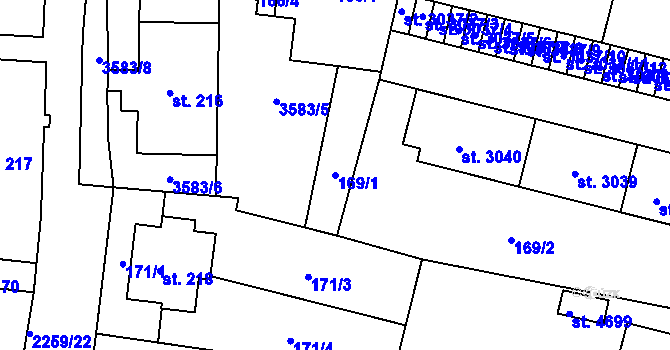 Parcela st. 169/1 v KÚ Havlíčkův Brod, Katastrální mapa