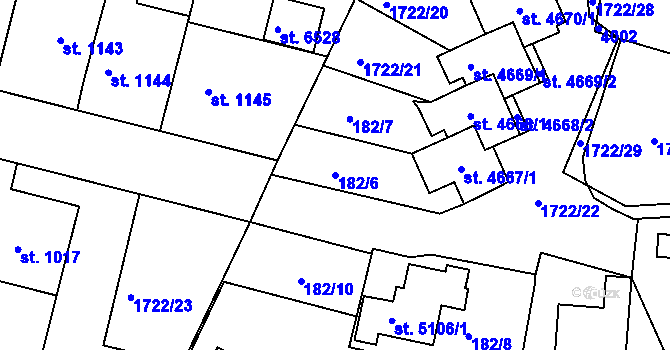 Parcela st. 182/6 v KÚ Havlíčkův Brod, Katastrální mapa