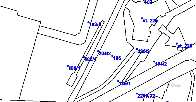 Parcela st. 204/2 v KÚ Havlíčkův Brod, Katastrální mapa
