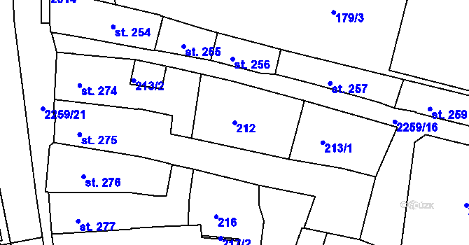 Parcela st. 212 v KÚ Havlíčkův Brod, Katastrální mapa