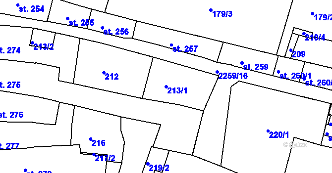 Parcela st. 213/1 v KÚ Havlíčkův Brod, Katastrální mapa