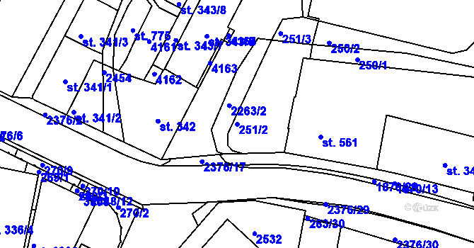 Parcela st. 251/2 v KÚ Havlíčkův Brod, Katastrální mapa