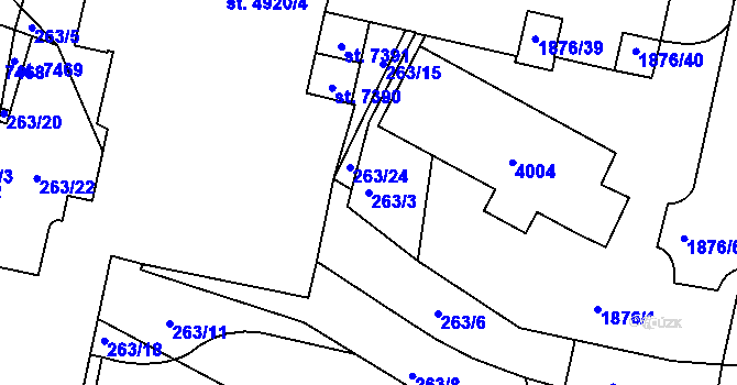 Parcela st. 263/3 v KÚ Havlíčkův Brod, Katastrální mapa
