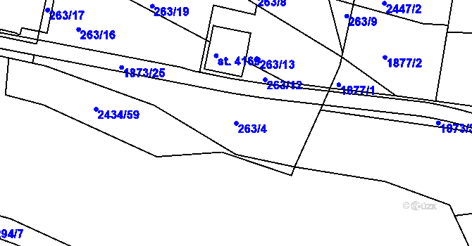 Parcela st. 263/4 v KÚ Havlíčkův Brod, Katastrální mapa
