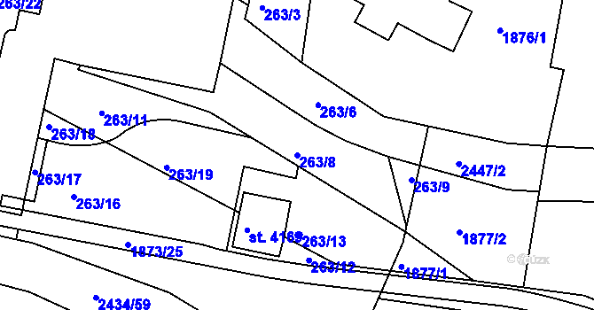 Parcela st. 263/8 v KÚ Havlíčkův Brod, Katastrální mapa