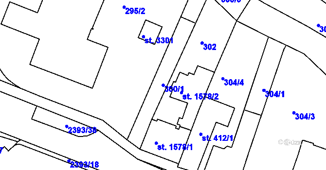 Parcela st. 300/1 v KÚ Havlíčkův Brod, Katastrální mapa