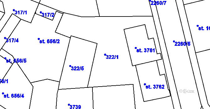 Parcela st. 322/1 v KÚ Havlíčkův Brod, Katastrální mapa