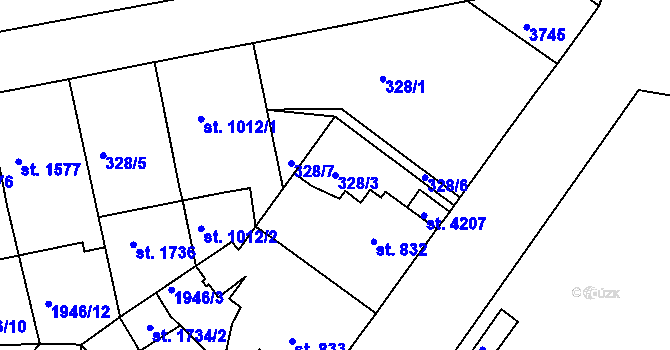 Parcela st. 328/3 v KÚ Havlíčkův Brod, Katastrální mapa