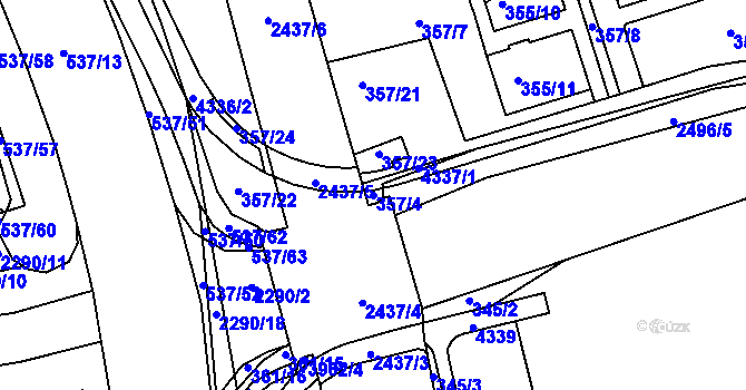 Parcela st. 357/4 v KÚ Havlíčkův Brod, Katastrální mapa
