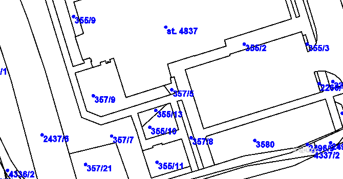 Parcela st. 357/5 v KÚ Havlíčkův Brod, Katastrální mapa