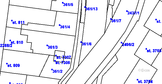 Parcela st. 361/6 v KÚ Havlíčkův Brod, Katastrální mapa