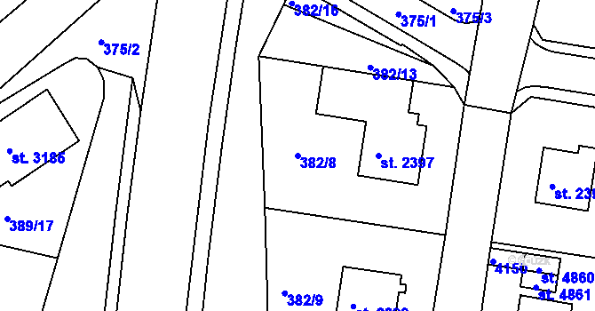Parcela st. 382/8 v KÚ Havlíčkův Brod, Katastrální mapa