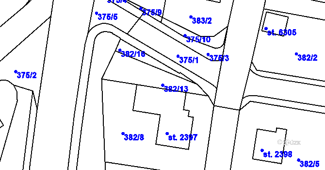 Parcela st. 382/13 v KÚ Havlíčkův Brod, Katastrální mapa