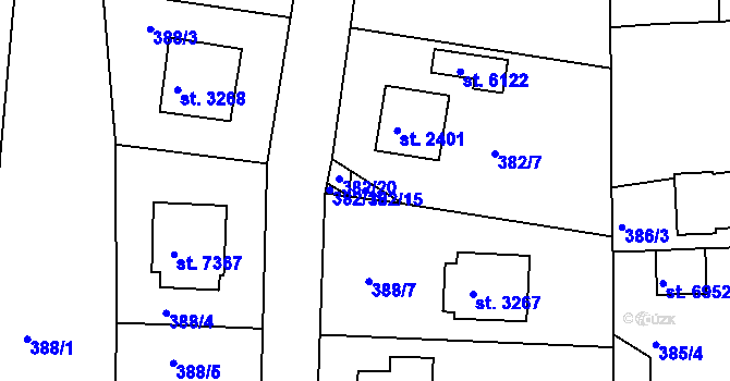 Parcela st. 382/15 v KÚ Havlíčkův Brod, Katastrální mapa