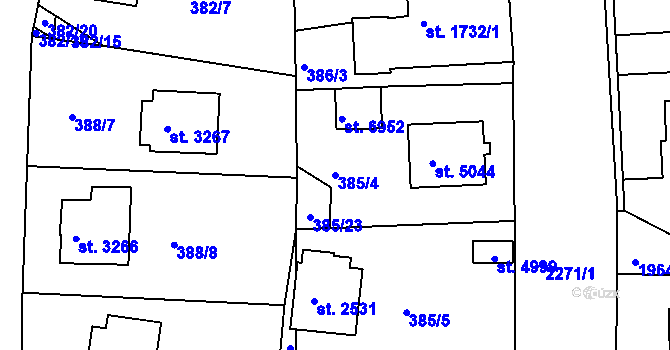 Parcela st. 385/4 v KÚ Havlíčkův Brod, Katastrální mapa