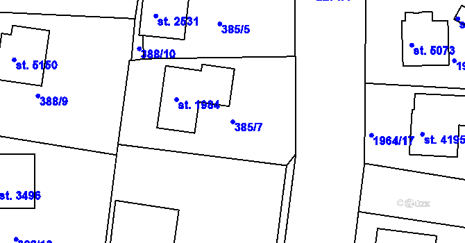 Parcela st. 385/7 v KÚ Havlíčkův Brod, Katastrální mapa