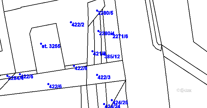 Parcela st. 385/12 v KÚ Havlíčkův Brod, Katastrální mapa