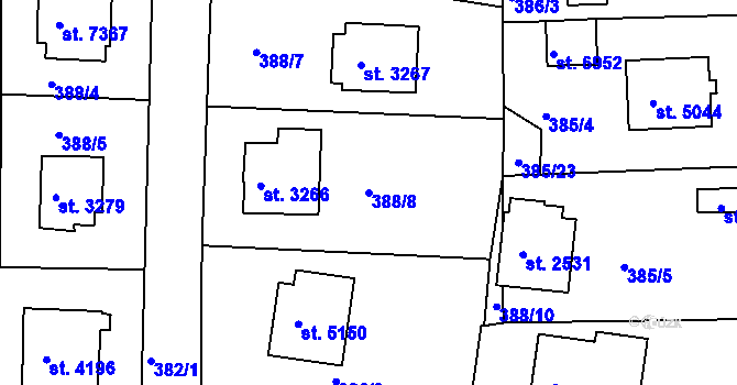 Parcela st. 388/8 v KÚ Havlíčkův Brod, Katastrální mapa