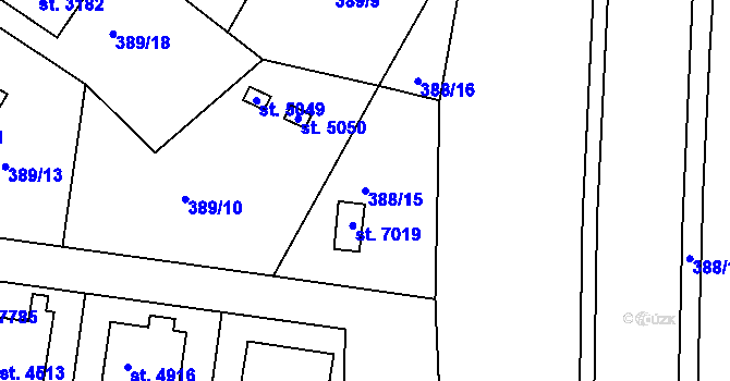 Parcela st. 388/15 v KÚ Havlíčkův Brod, Katastrální mapa