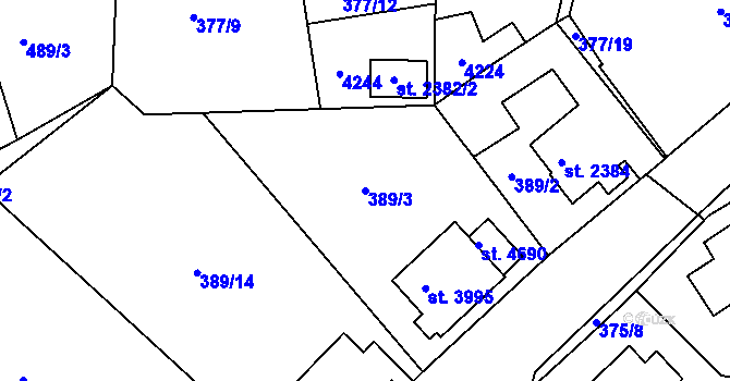 Parcela st. 389/3 v KÚ Havlíčkův Brod, Katastrální mapa