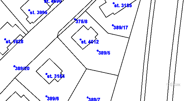 Parcela st. 389/5 v KÚ Havlíčkův Brod, Katastrální mapa
