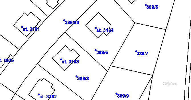 Parcela st. 389/6 v KÚ Havlíčkův Brod, Katastrální mapa