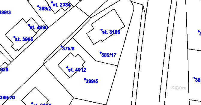 Parcela st. 389/17 v KÚ Havlíčkův Brod, Katastrální mapa