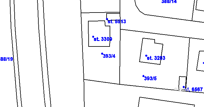 Parcela st. 393/4 v KÚ Havlíčkův Brod, Katastrální mapa