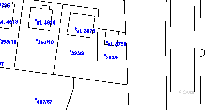 Parcela st. 393/8 v KÚ Havlíčkův Brod, Katastrální mapa