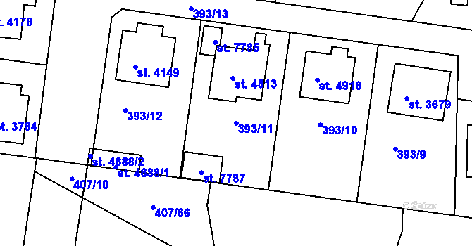 Parcela st. 393/11 v KÚ Havlíčkův Brod, Katastrální mapa