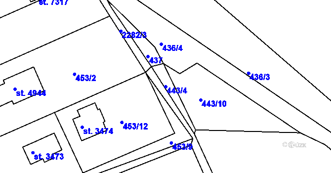 Parcela st. 443/4 v KÚ Havlíčkův Brod, Katastrální mapa