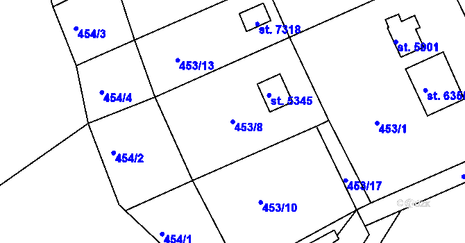 Parcela st. 453/8 v KÚ Havlíčkův Brod, Katastrální mapa