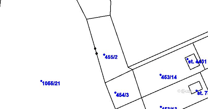 Parcela st. 455/2 v KÚ Havlíčkův Brod, Katastrální mapa