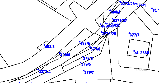 Parcela st. 488/5 v KÚ Havlíčkův Brod, Katastrální mapa