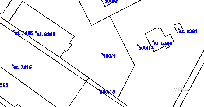 Parcela st. 500/1 v KÚ Havlíčkův Brod, Katastrální mapa