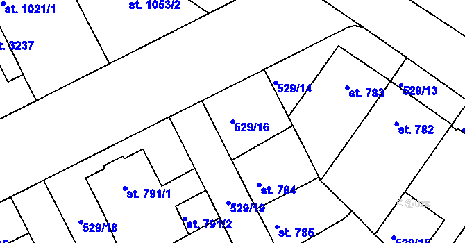 Parcela st. 529/16 v KÚ Havlíčkův Brod, Katastrální mapa