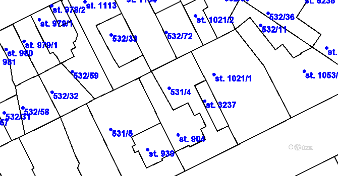 Parcela st. 531/4 v KÚ Havlíčkův Brod, Katastrální mapa