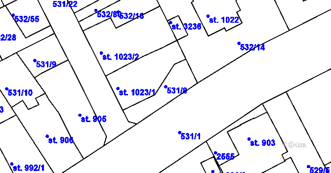 Parcela st. 531/8 v KÚ Havlíčkův Brod, Katastrální mapa