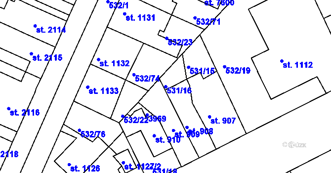 Parcela st. 531/16 v KÚ Havlíčkův Brod, Katastrální mapa
