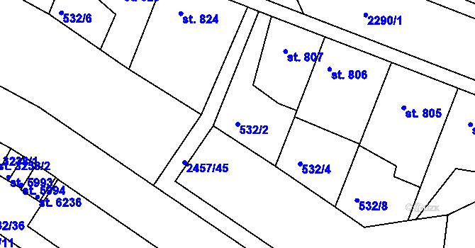 Parcela st. 532/2 v KÚ Havlíčkův Brod, Katastrální mapa