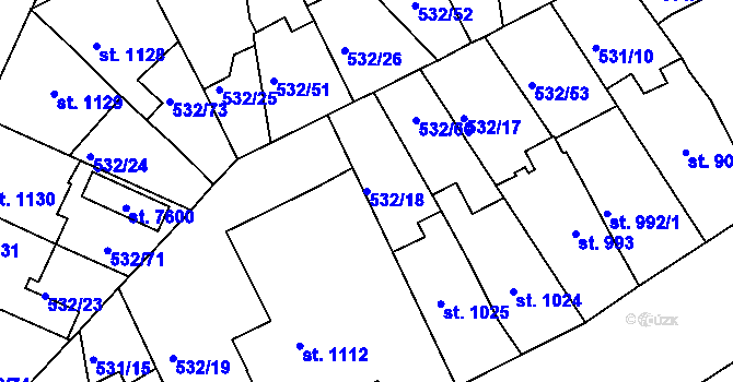 Parcela st. 532/18 v KÚ Havlíčkův Brod, Katastrální mapa