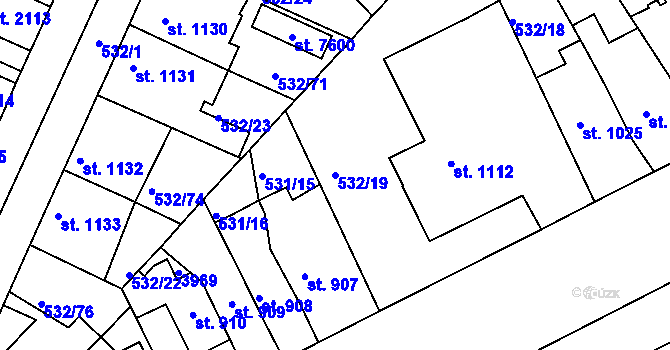 Parcela st. 532/19 v KÚ Havlíčkův Brod, Katastrální mapa